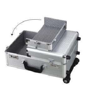 Aluminum Pilot Case With Combination Lock Travel Rolling Luggage Trolley Suitcase