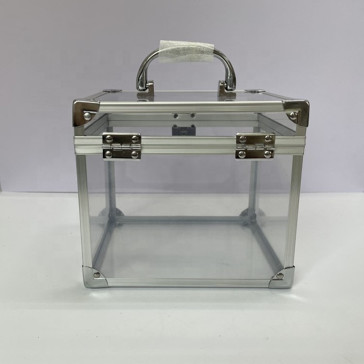 7.5 Inches Crown case For Pageant Travelling Clear Acrylic Train Case Transparent Organizing Box Case Customization