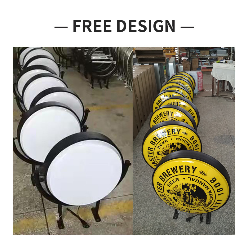 Outdoor double side round 3D advertising led vacuum forming  blank rotating advertising light box