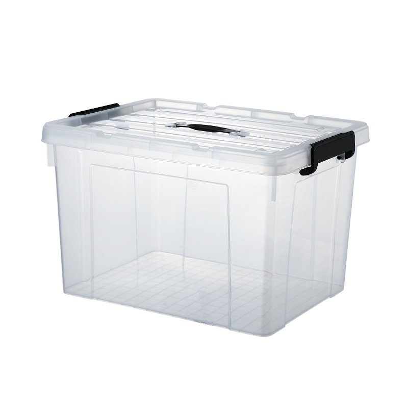 High quality Storage Box Plastic with lids Big Transparent Plastic Storage Bins with wheels Latching Buckles Stackable