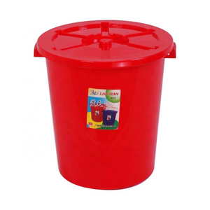 Customized  Food Grade Large 50l Round Plastic White Cleaning Water Bucket  With Cover Blue