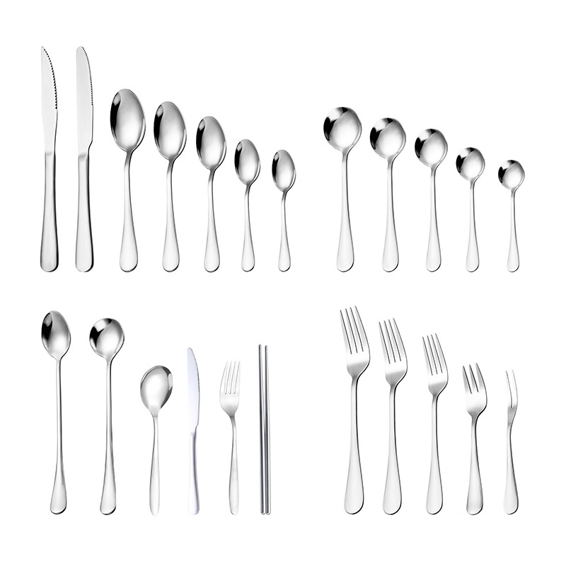 Wholesale Restaurant Wedding Tableware Stainless Steel Spoons and Forks Hotel Home Cutlery Set Flatware Set