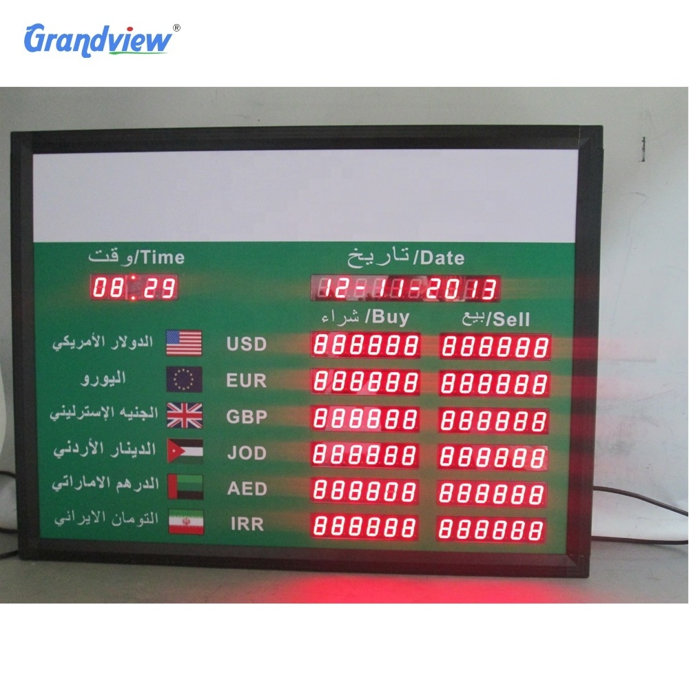 Single side display 7 segment digit  LED number currency exchange rate board