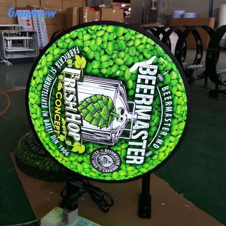 Aluminium led illuminated round oval rectangle shape beer brand light box