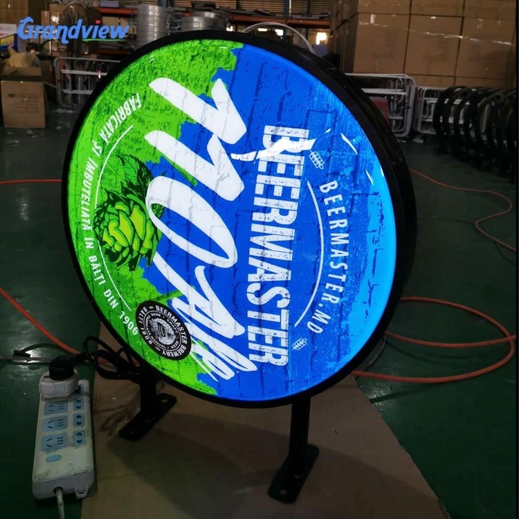 Aluminium led illuminated round oval rectangle shape beer brand light box