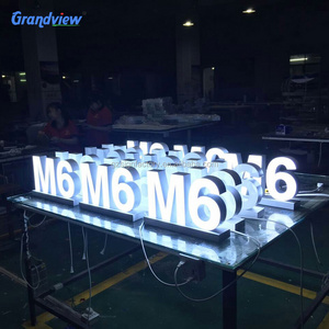 Wall hanging Led lighting frontlit plastic name sign board letters for mobile phone brand