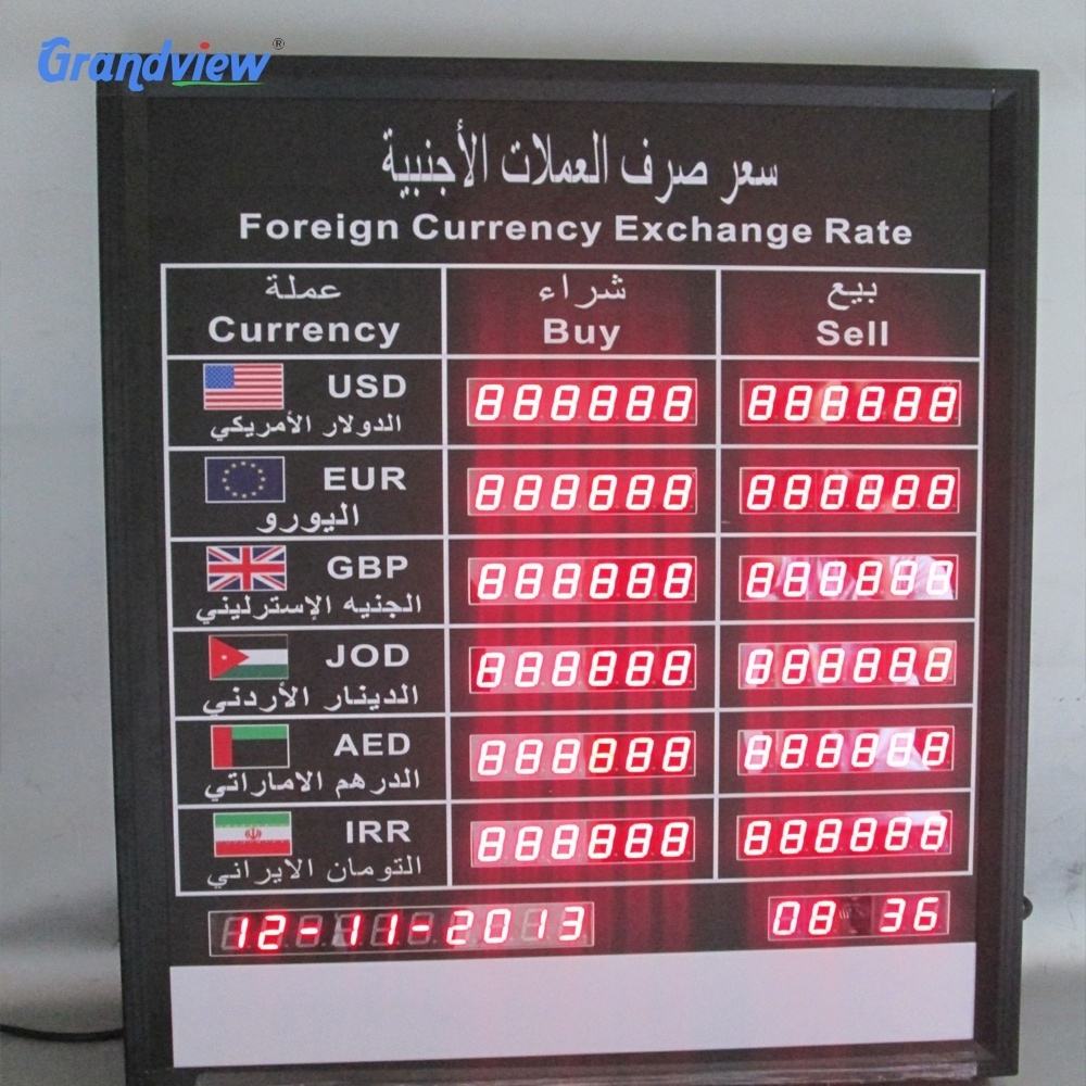 Single side display 7 segment digit  LED number currency exchange rate board