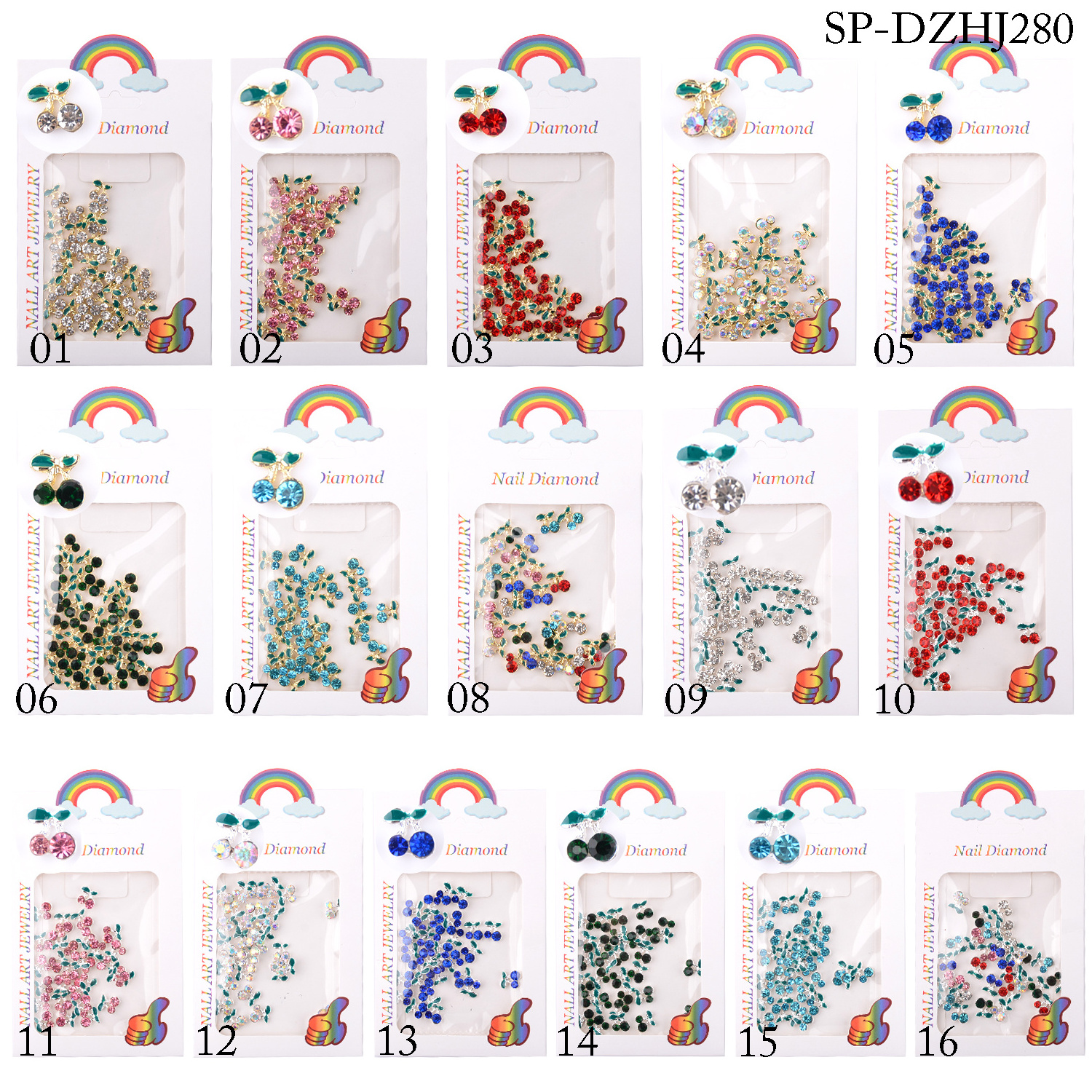 3D colorful cherry kawaii nail art nail rhinestone accessories charms