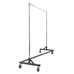 Z Shape Clothes Store Display Garment Rack Hanging Drying Clothing Rack with Wheels