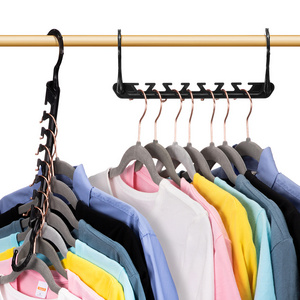 Foldable Black Plastic Space Saving Magic Clothes Hangers Closet Organizer