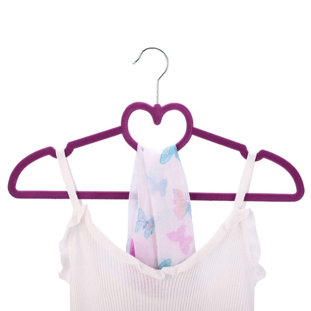 Traceless Heart Shaped Flocking Adult Jacket Clothes Non-slip Velvet Clothing Hanger