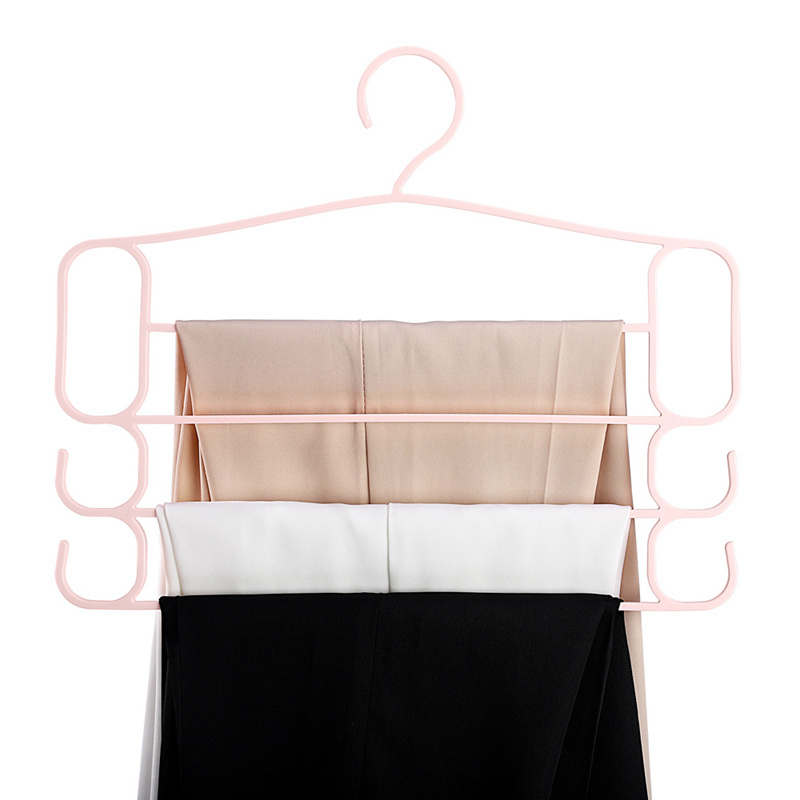 4-Layer Magic Hanger Adult Plastic Clothes Multi Pink Pants Trouser Hanger Rack