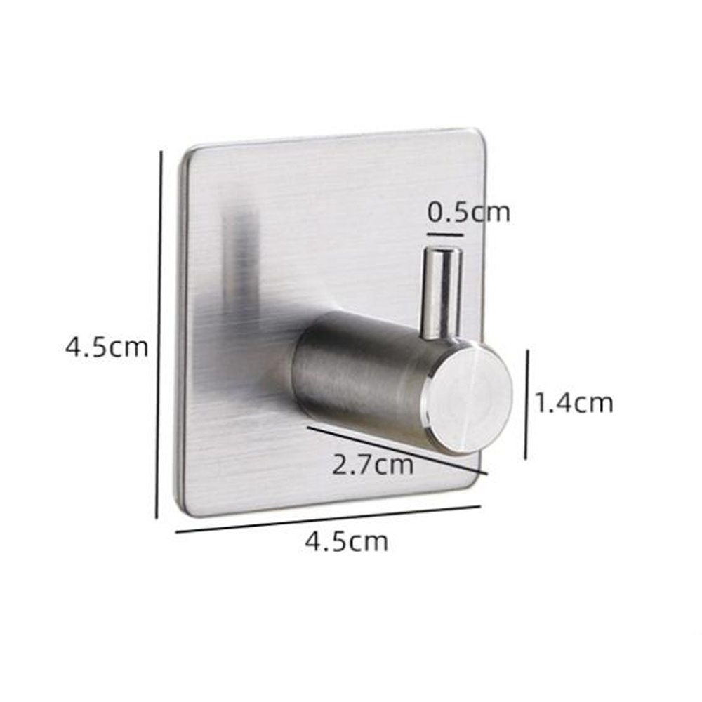 Waterproof Bathroom Bedroom Kitchen Stainless Steel Adhesive Wall Hanger Hook for Coat Bag Towel