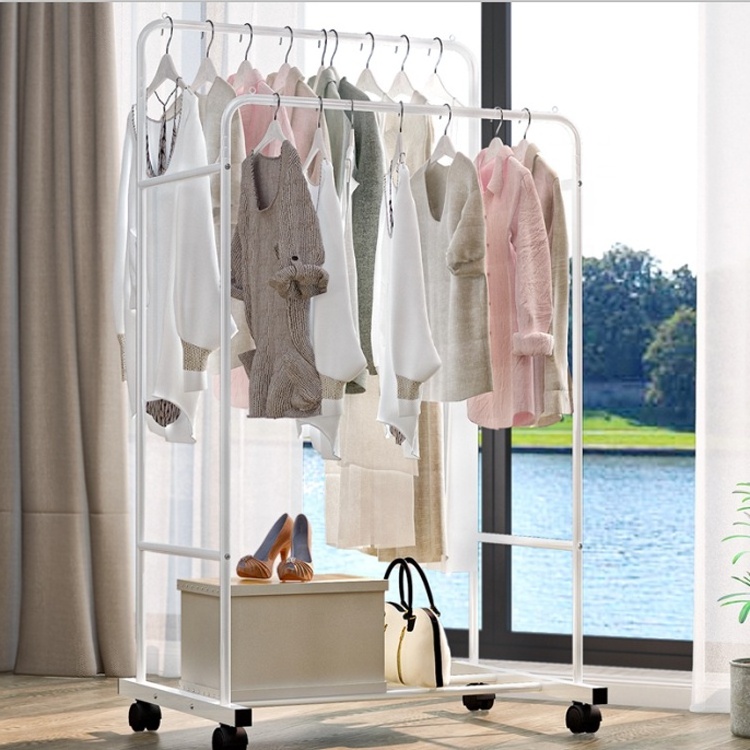 Heavy Duty Multifunctional Double Pole Clothes Hanger Hanging Rack