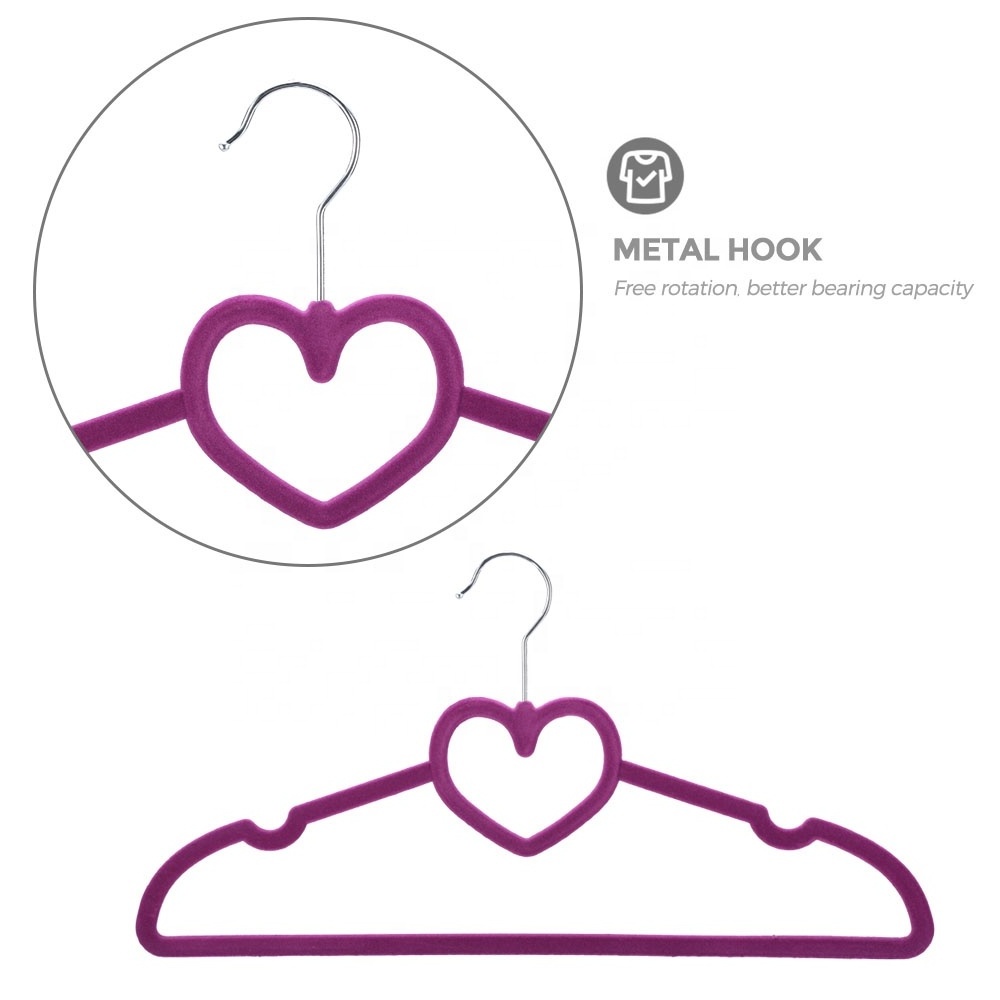 Traceless Heart Shaped Flocking Adult Jacket Clothes Non-slip Velvet Clothing Hanger