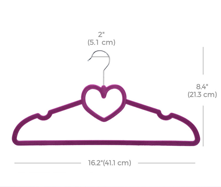 Traceless Heart Shaped Flocking Adult Jacket Clothes Non-slip Velvet Clothing Hanger