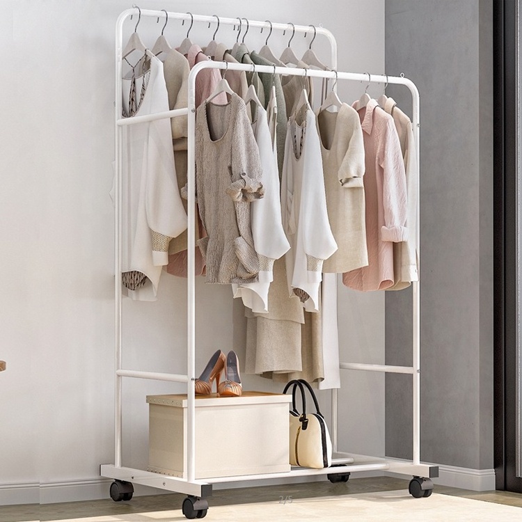 Heavy Duty Multifunctional Double Pole Clothes Hanger Hanging Rack