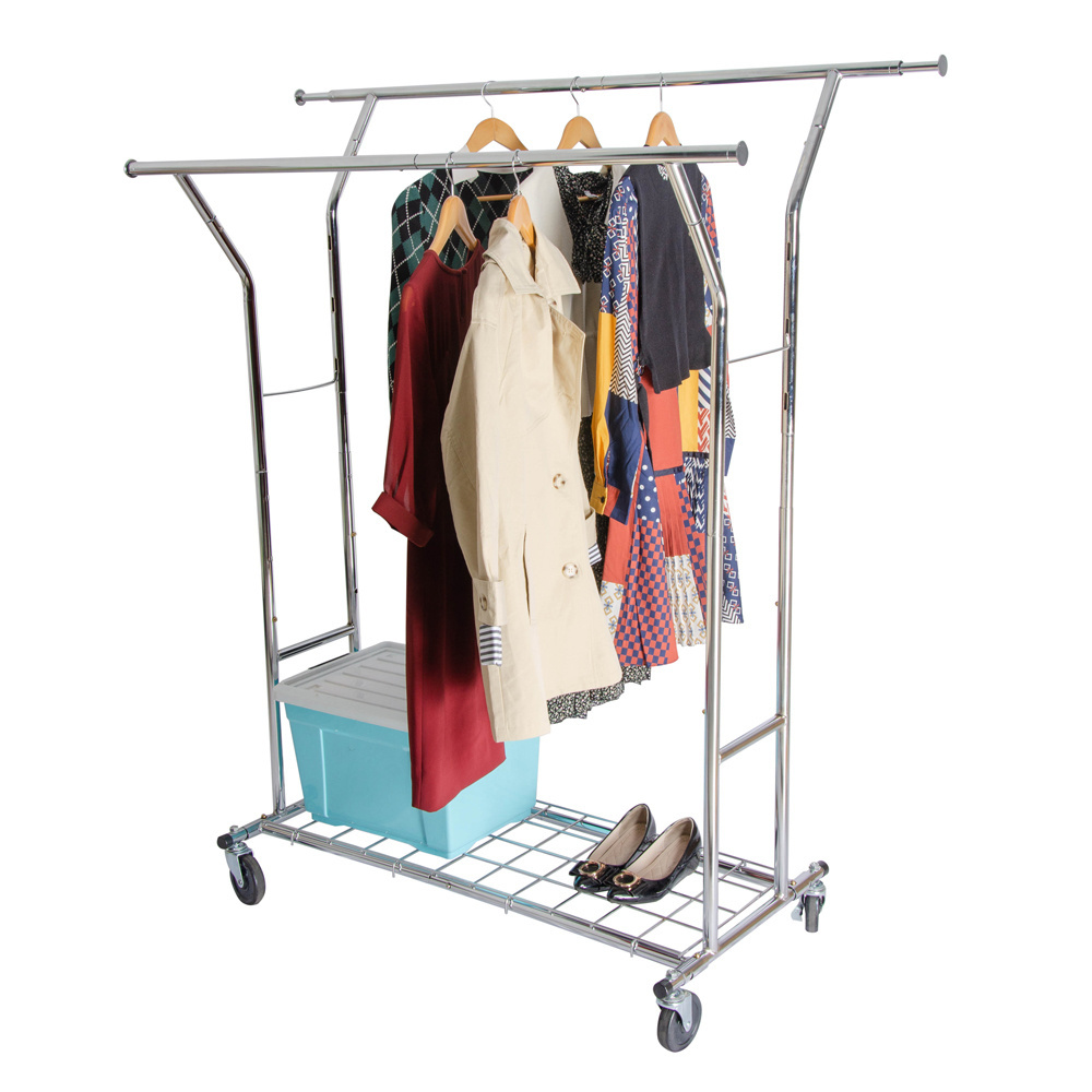 Heavy Duty Double Pole Clothes Drying Laundry Garment Display Hanger Clothing Racks