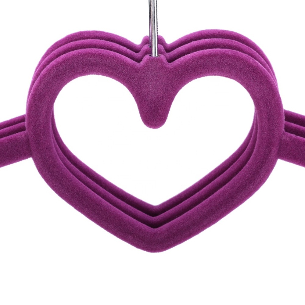 Traceless Heart Shaped Flocking Adult Jacket Clothes Non-slip Velvet Clothing Hanger