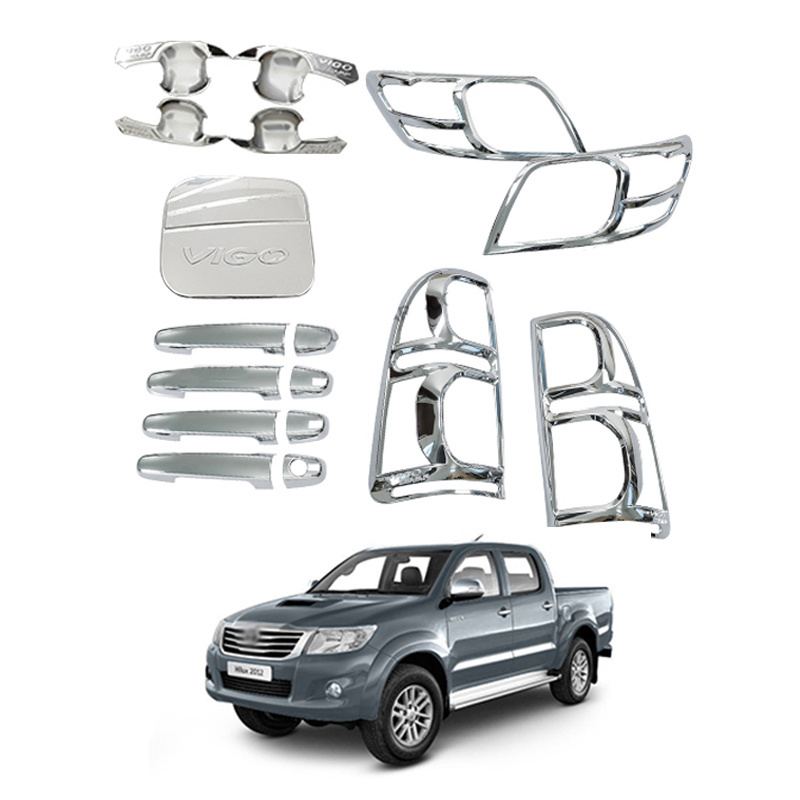 Factory Automotive Parts Combo Set Car Door Handle Cover Headlights Cover Chrome Body Kit for Toyota Hilux Vigo Accessories