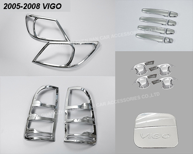 Factory Automotive Parts Combo Set Car Door Handle Cover Headlights Cover Chrome Body Kit for Toyota Hilux Vigo Accessories