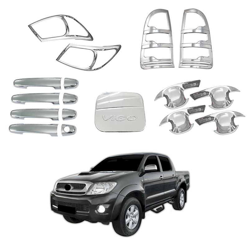 Factory Automotive Parts Combo Set Car Door Handle Cover Headlights Cover Chrome Body Kit for Toyota Hilux Vigo Accessories