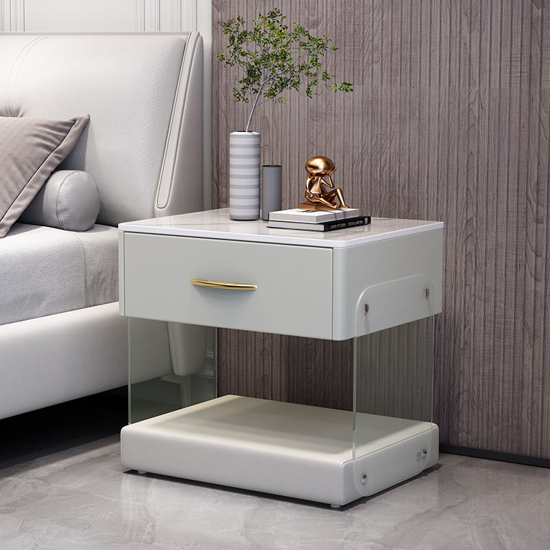 Night Stand Storage Cabinet Rock Panel Bedside Table Nightstand With Fingerprint Lock Side Table