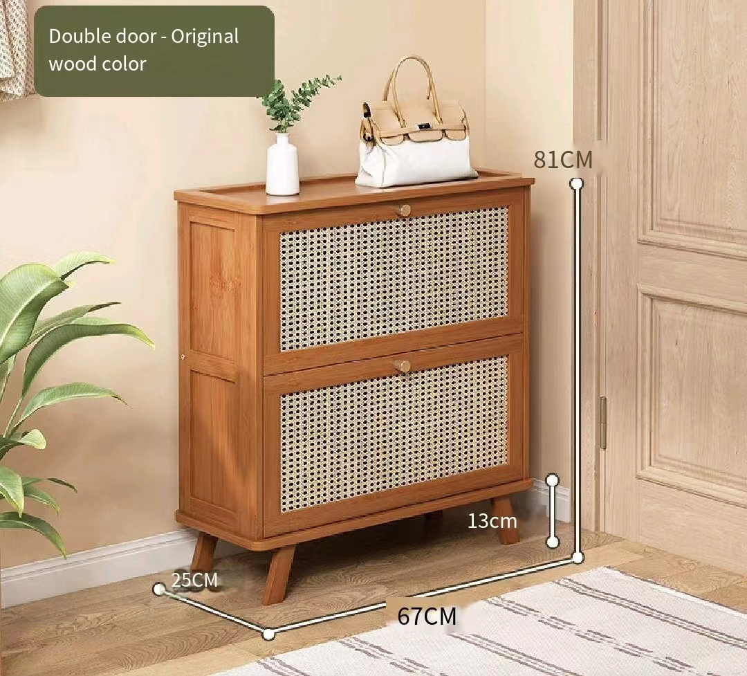 Household Entrance Door Shoe Cabinet Large Capacity Rattan Ultra-thin Entrance Multi-layer Space-saving Storage Cabinet