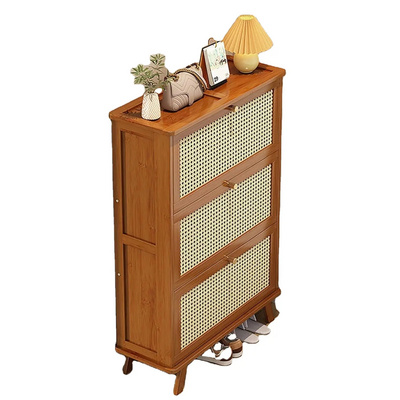 Household Entrance Door Shoe Cabinet Large Capacity Rattan Ultra-thin Entrance Multi-layer Space-saving Storage Cabinet