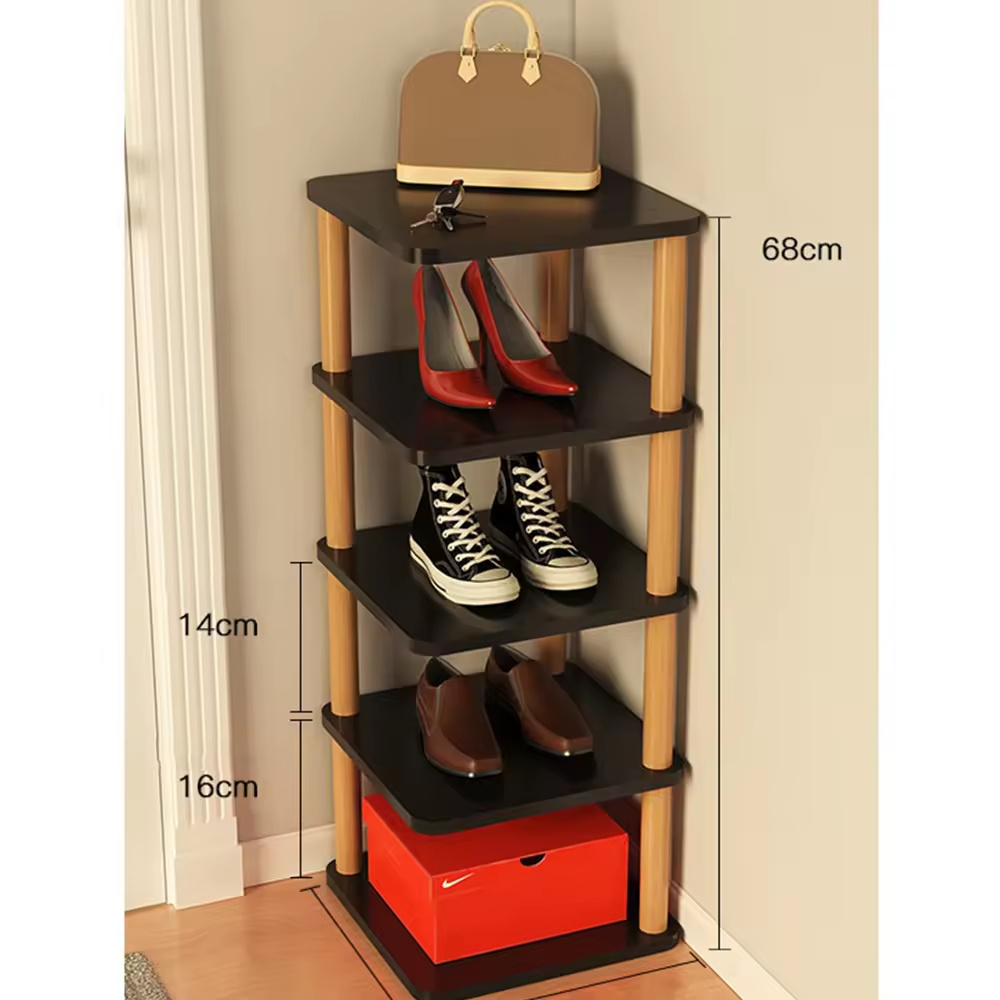 Small 3/5/7/8 Layer Solid Wood Shoe Display Shoe Storage Cabinet Black Shoe Organizer for Home Entrance