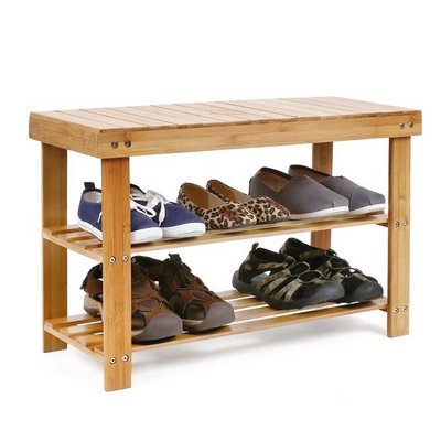 Wholesale Natural Bamboo Shoe Cabinet Multi-functional Household Simple Shoe Storage Rack Bench