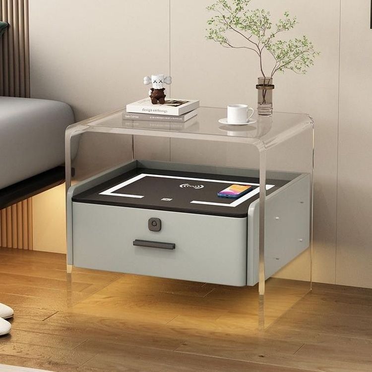 Modern Speaker Design Fingerprint Lock Drawer Bedside Table Cabinet for Bedroom Furniture Nightstand