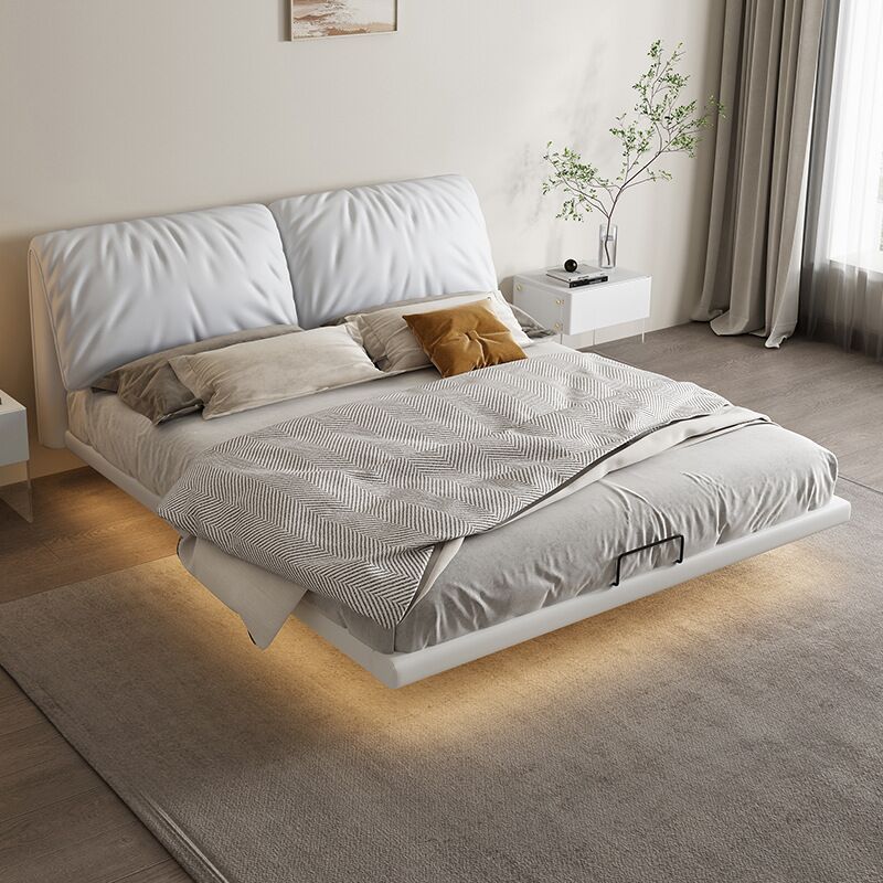 Factory wholesale suspended bed cream style luxury solid wood bedroom folding bed with sensor light hotel bedroom for adults