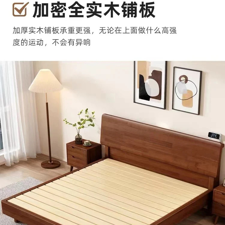 Modern solid wood bed all solid wood new Chinese small household simple rental house tatami bed Master bedroom double bed