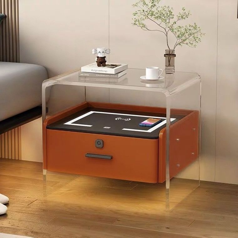 Modern Speaker Design Fingerprint Lock Drawer Bedside Table Cabinet for Bedroom Furniture Nightstand