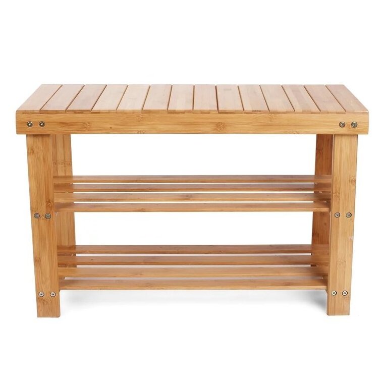 Wholesale Natural Bamboo Shoe Cabinet Multi-functional Household Simple Shoe Storage Rack Bench