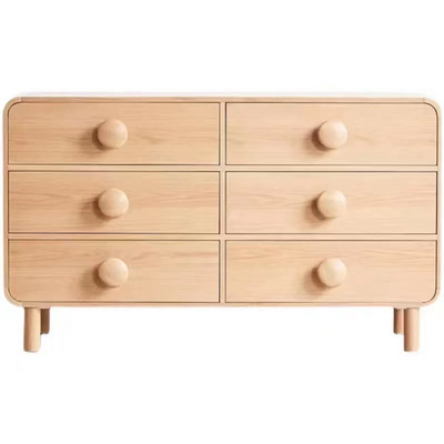 Nordic style solid wood dining side cabinet living room wall storage cabinet Original wood color bedroom storage cabinet