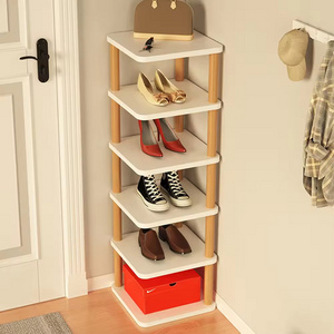 Small 3/5/7/8 Layer Solid Wood Shoe Display Shoe Storage Cabinet Black Shoe Organizer for Home Entrance