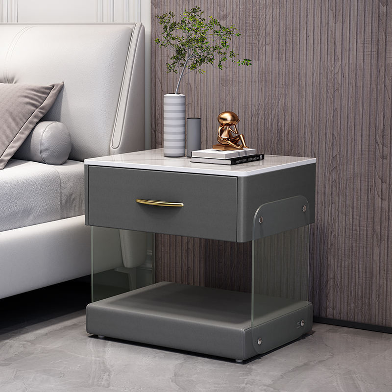 Night Stand Storage Cabinet Rock Panel Bedside Table Nightstand With Fingerprint Lock Side Table