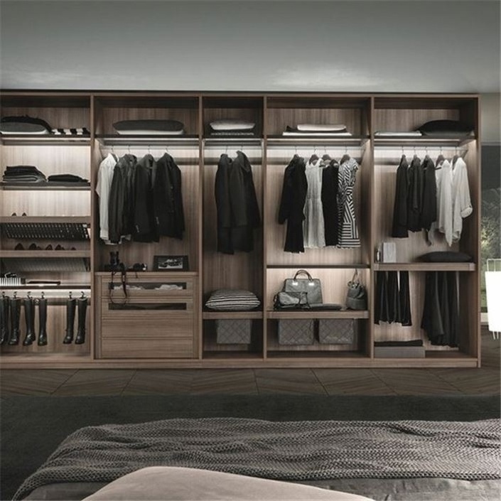 modern wardrobe light luxury room cabinet wooden combination minimalist covered household wardrobe