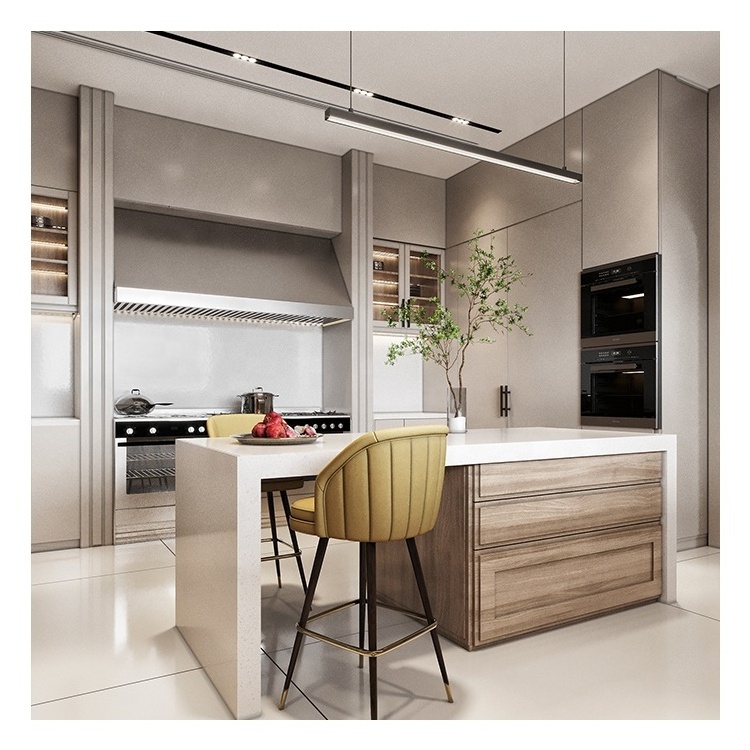 U Shape Customized Base Cabinet Wall Cabinet Kitchen Design With Island