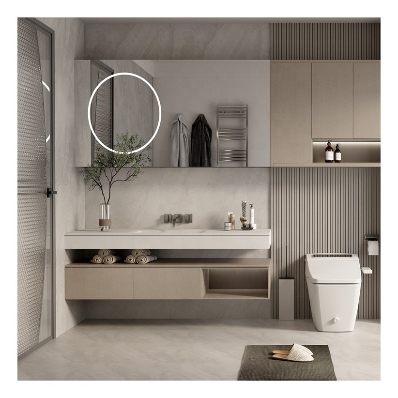 Luxury triangular corner vanity bathroom cabinet set  vanity with mirror and basin