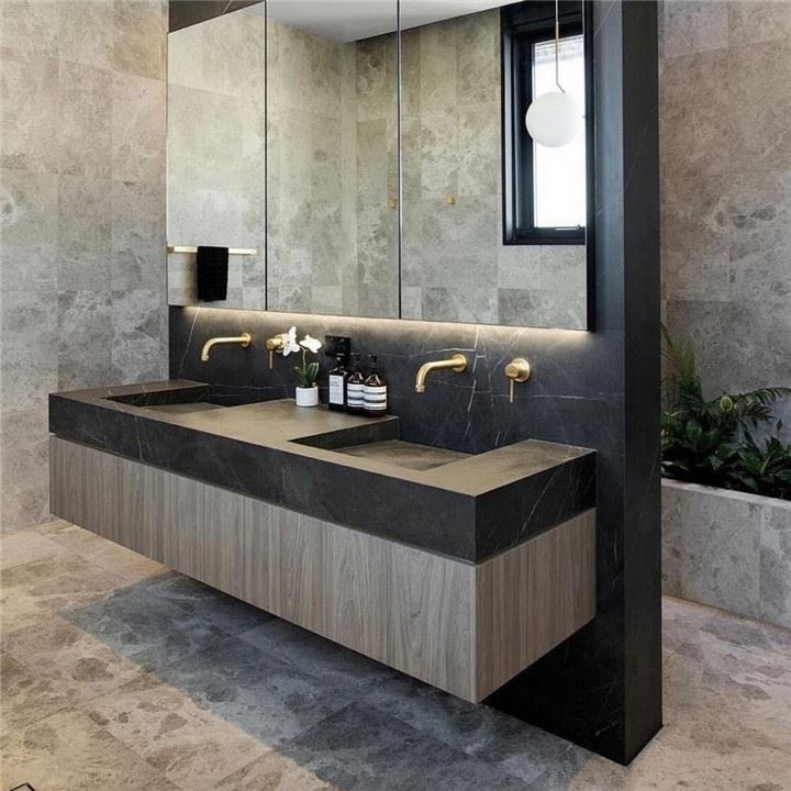 SJUMBO Modern Wood Bathroom Vanities Double Sink Waterproof Bathroom Cabinet