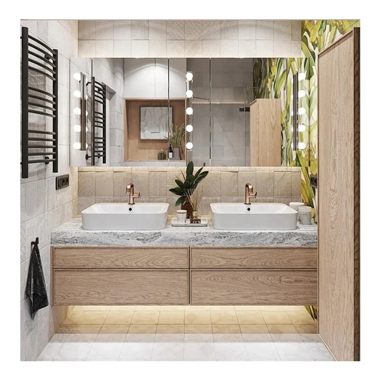 Modern design luxury hotel 12 20 42 70 inch floating wall mounted mdf pvc bathroom vanity cabinet set with sink mirror