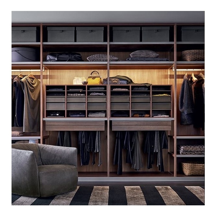 Newest Environmental wood material wood clothes closet cabinet walk-in closet with drawers