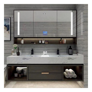 2023 style wholesale double single modern wooden panel bath cabinet bathroom vanities with mirror sink