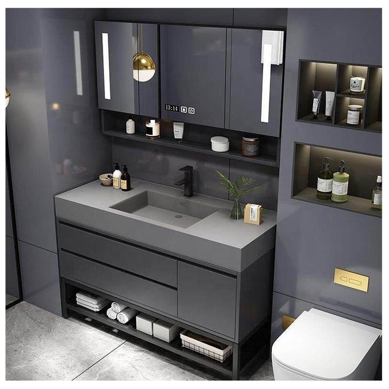 2023 style wholesale double single modern wooden panel bath cabinet bathroom vanities with mirror sink