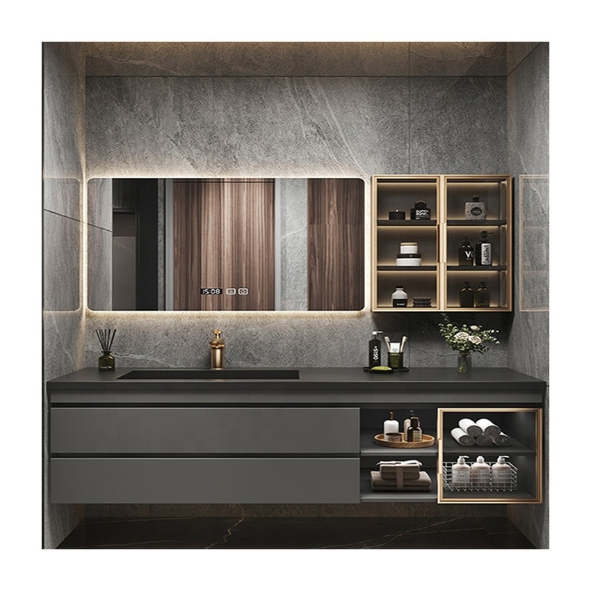 2023 style wholesale double single modern wooden panel bath cabinet bathroom vanities with mirror sink