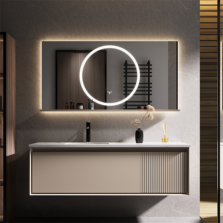 Hotel wall mount wood bathroom cabinet vanity customized with mirror 42 inch modern waterproof cabinet