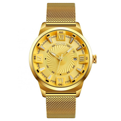 gold watches men stainless steel chain wrist watch mens fashion quartz watches Skmei 9166